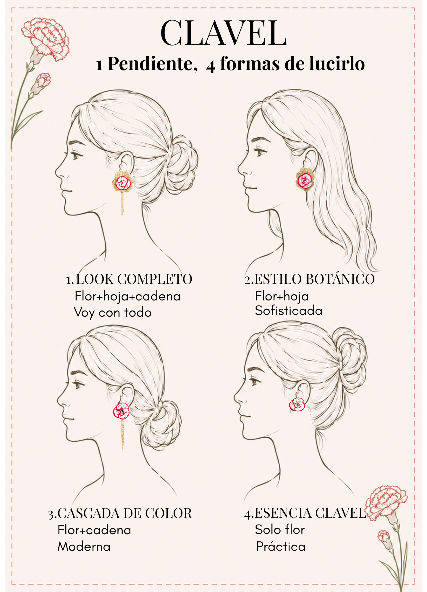 Pendientes Clavel Multiposición - Imagen 2